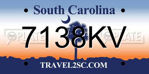 7138KV South Carolina License Plate