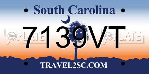 7139VT South Carolina License Plate