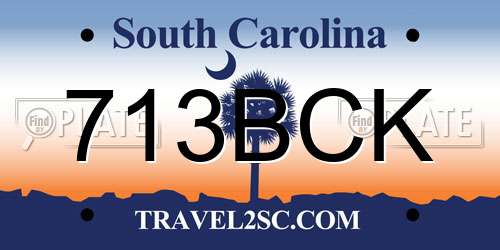 713BCK South Carolina License Plate