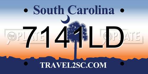 7141LD South Carolina License Plate