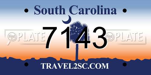 7143 South Carolina License Plate