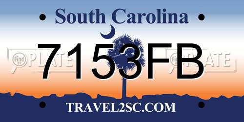 7153FB South Carolina License Plate