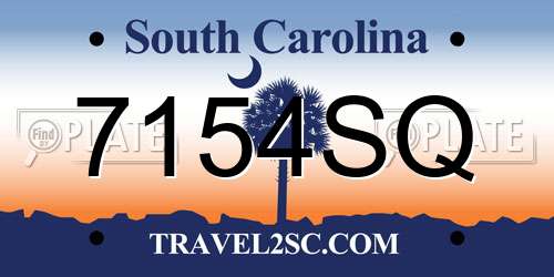7154SQ South Carolina License Plate
