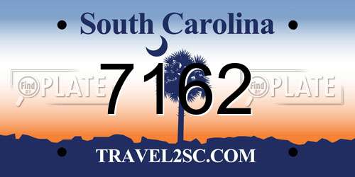 7162 South Carolina License Plate