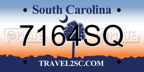 7164SQ South Carolina License Plate