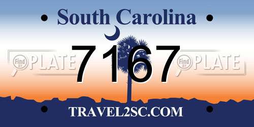 7167 South Carolina License Plate