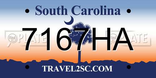 7167HA South Carolina License Plate