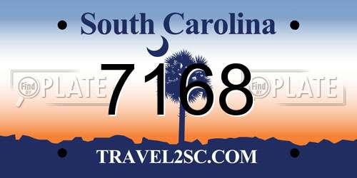 7168 South Carolina License Plate