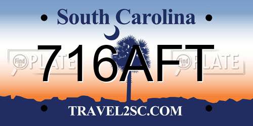 716AFT South Carolina License Plate