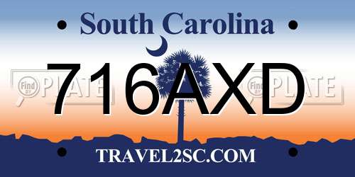 716AXD South Carolina License Plate