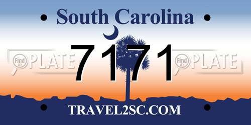 7171 South Carolina License Plate