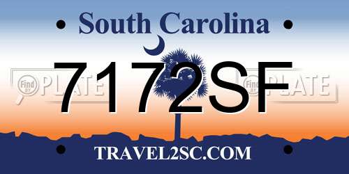 7172SF South Carolina License Plate