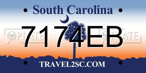 7174EB South Carolina License Plate