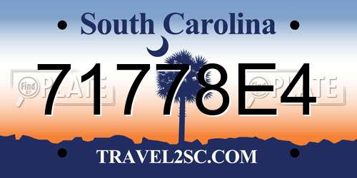 71778E4 South Carolina License Plate