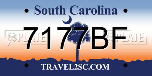 7177BF South Carolina License Plate