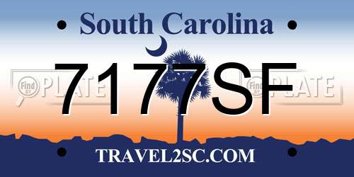7177SF South Carolina License Plate