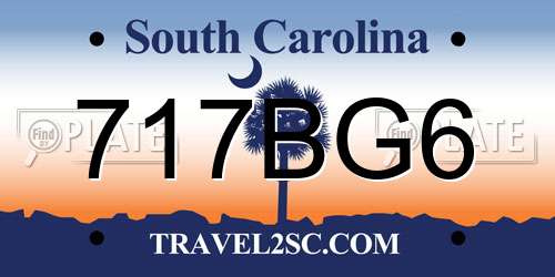 717BG6 South Carolina License Plate