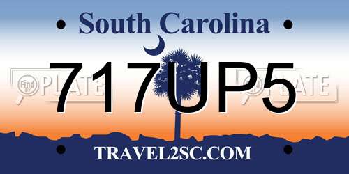 717UP5 South Carolina License Plate