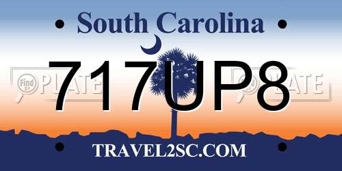 717UP8 South Carolina License Plate