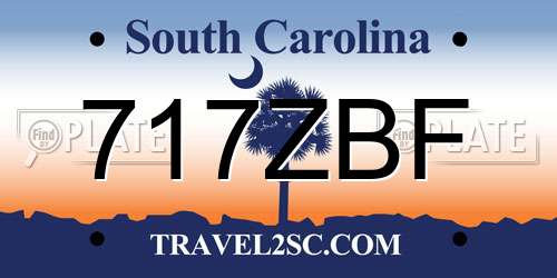 717ZBF South Carolina License Plate