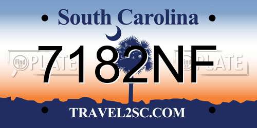 7182NF South Carolina License Plate