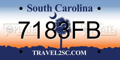 7183FB South Carolina License Plate