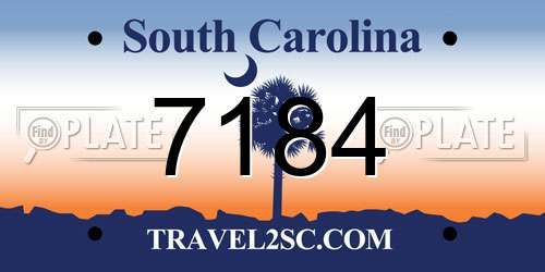 7184 South Carolina License Plate