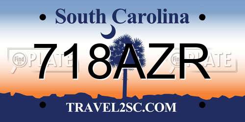 718AZR South Carolina License Plate