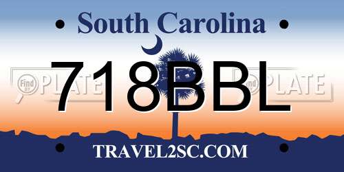 718BBL South Carolina License Plate