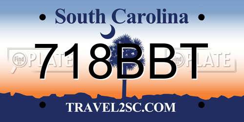 718BBT South Carolina License Plate