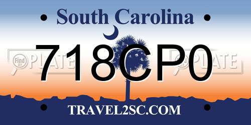 718CP0 South Carolina License Plate