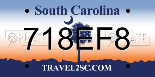 718EF8 South Carolina License Plate