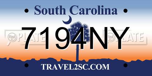 7194NY South Carolina License Plate
