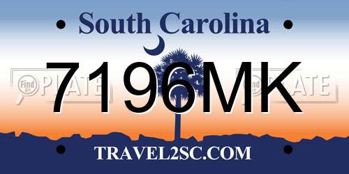 7196MK South Carolina License Plate