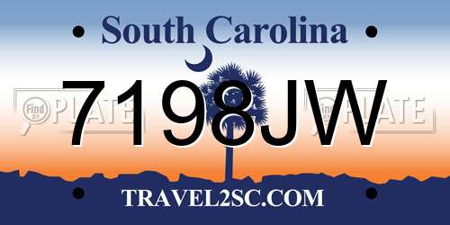 7198JW South Carolina License Plate