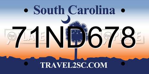 71ND678 South Carolina License Plate