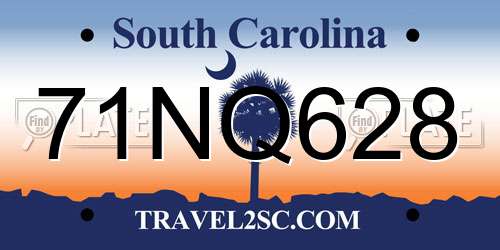 71NQ628 South Carolina License Plate
