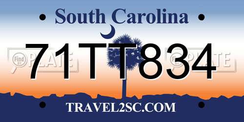 71TT834 South Carolina License Plate