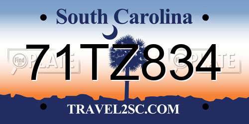 71TZ834 South Carolina License Plate