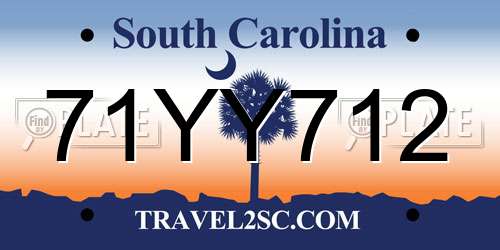 71YY712 South Carolina License Plate