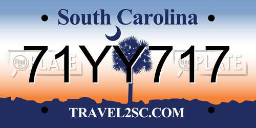 71YY717 South Carolina License Plate