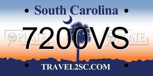 7200VS South Carolina License Plate
