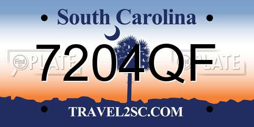 7204QF South Carolina License Plate