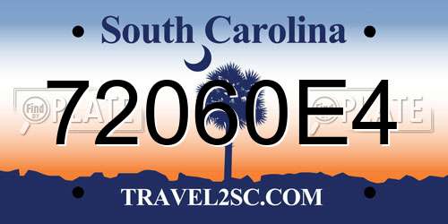72060E4 South Carolina License Plate