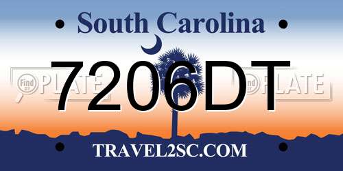 7206DT South Carolina License Plate