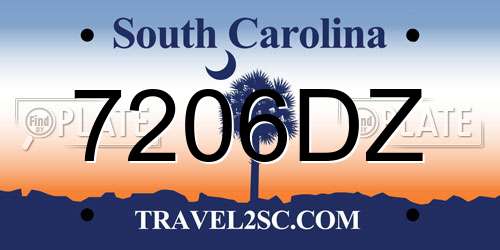 7206DZ South Carolina License Plate