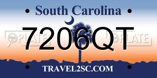 7206QT South Carolina License Plate