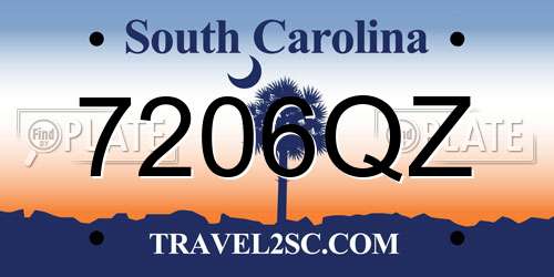 7206QZ South Carolina License Plate