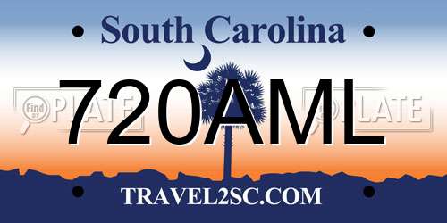 720AML South Carolina License Plate