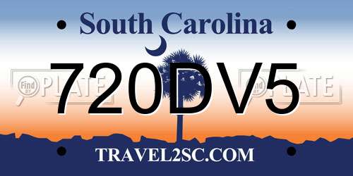 720DV5 South Carolina License Plate